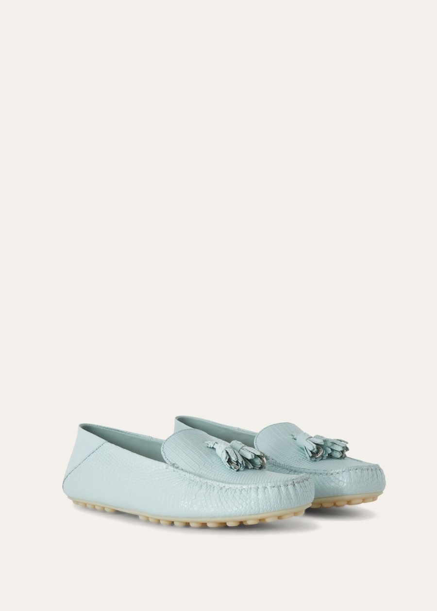 mokasyny dot sole walk lizard leather azure sapphire