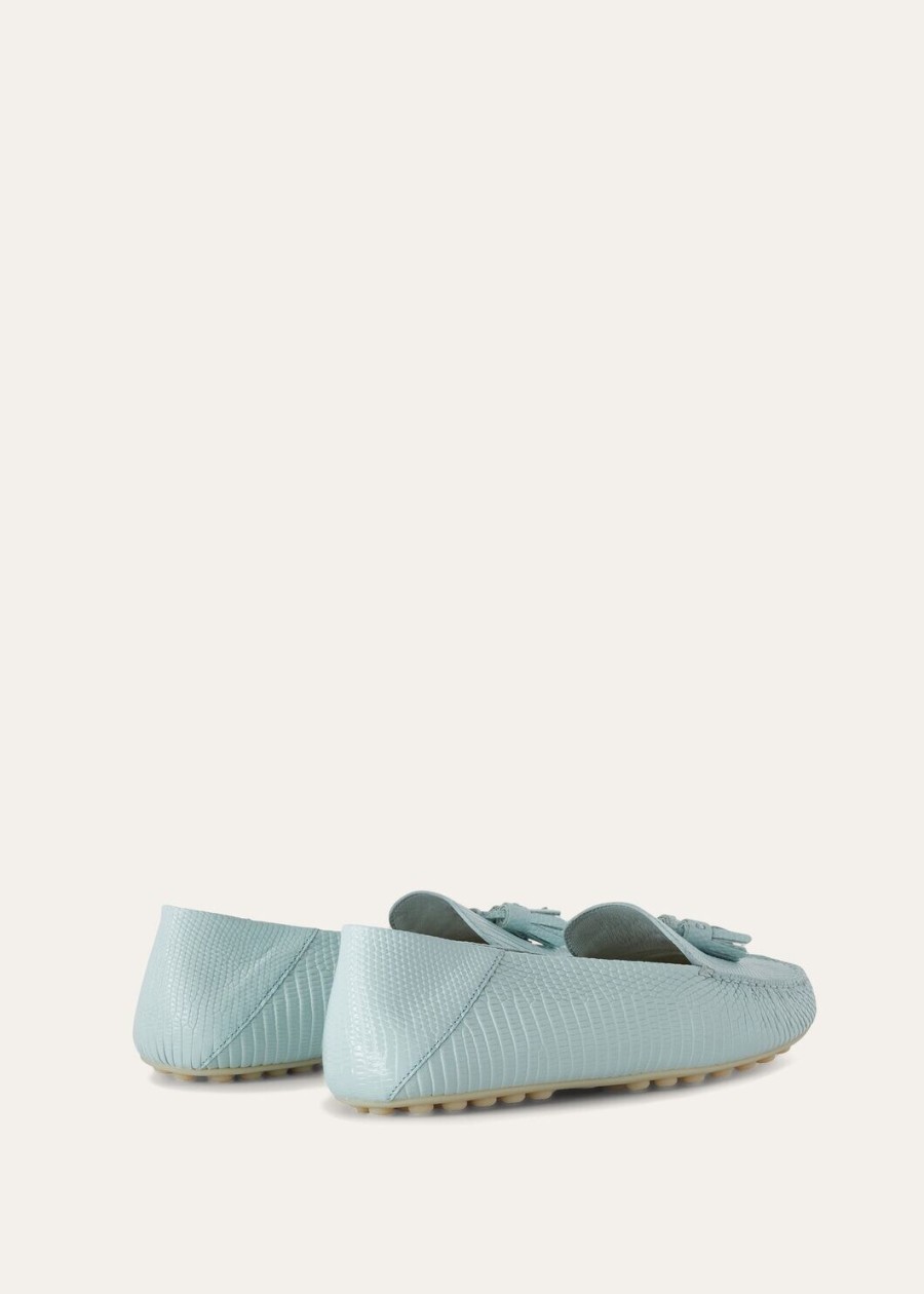 mokasyny dot sole walk lizard leather azure sapphire