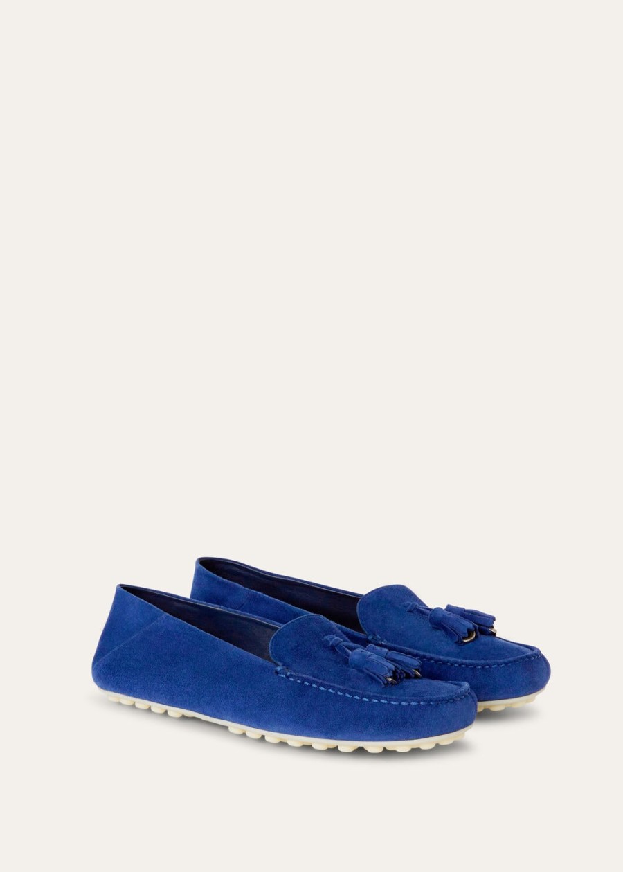 mokasyny dot sole walk zamsz kozi w kolorze fluorytu niebieskiego