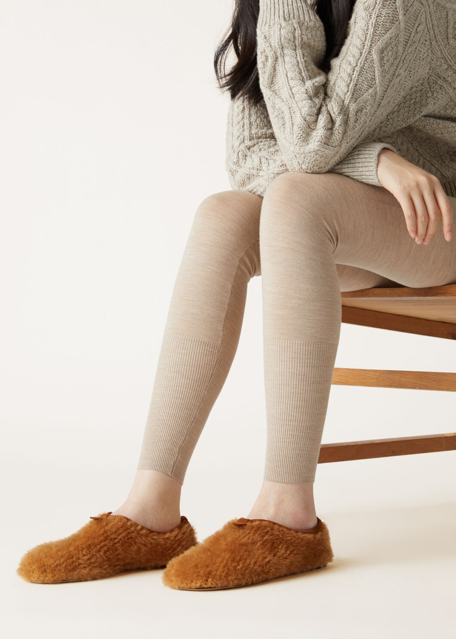 mokasyny z owczej skóry w kolorze piernikowego złota w stylu floataty flat loafer