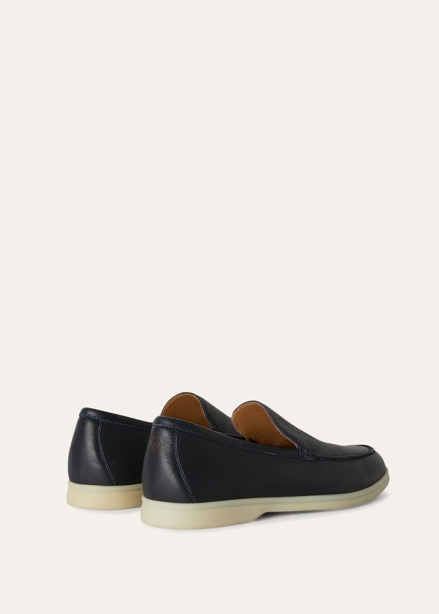 letnie mokasyny walk elk leather navy blue