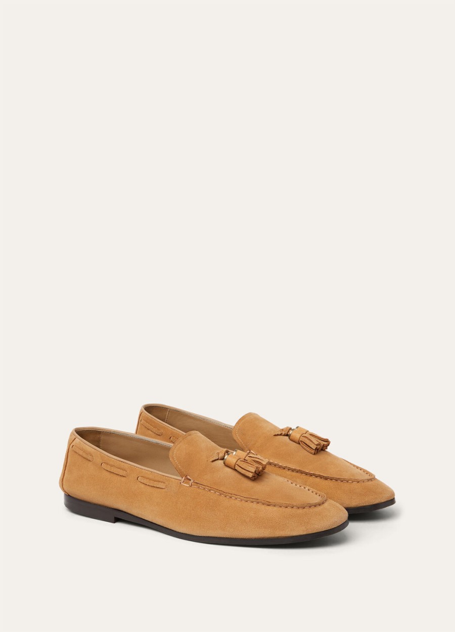 francis walk classic camel calfski leather loafer