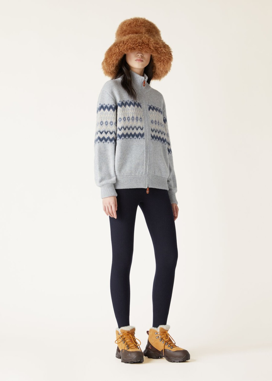 sweter bomber z kaszmiru alpe pile pearl stone melangeseafoam serenity