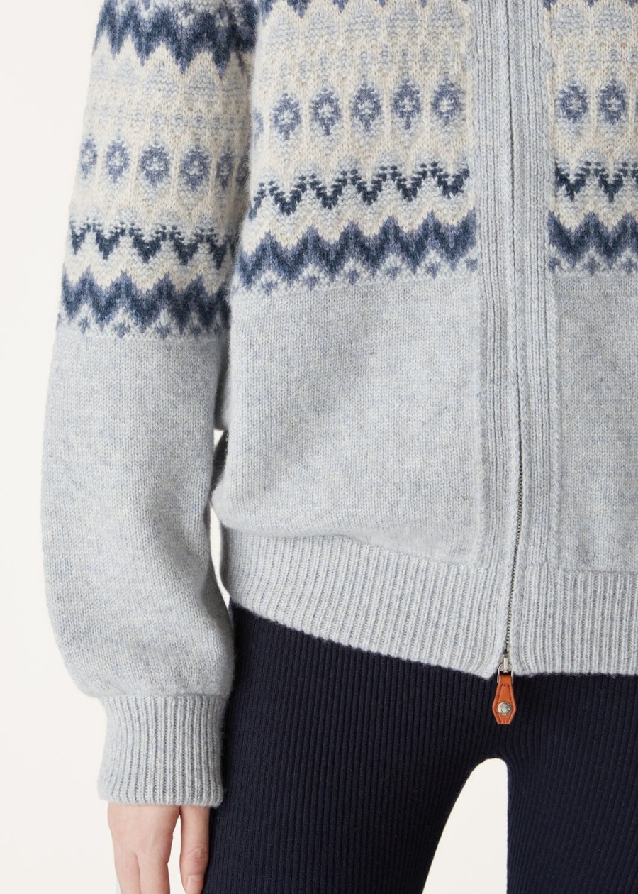 sweter bomber z kaszmiru alpe pile pearl stone melangeseafoam serenity