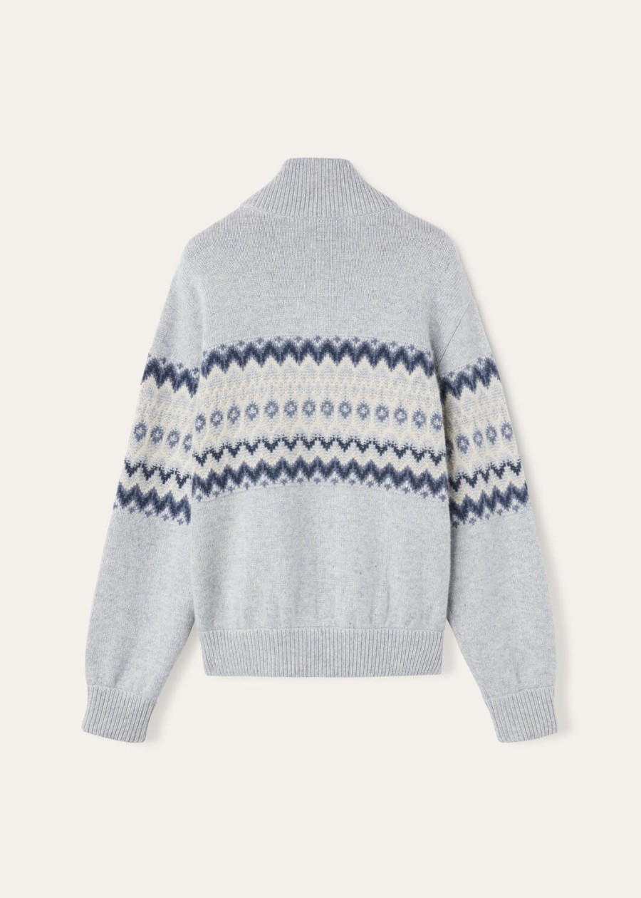 sweter bomber z kaszmiru alpe pile pearl stone melangeseafoam serenity