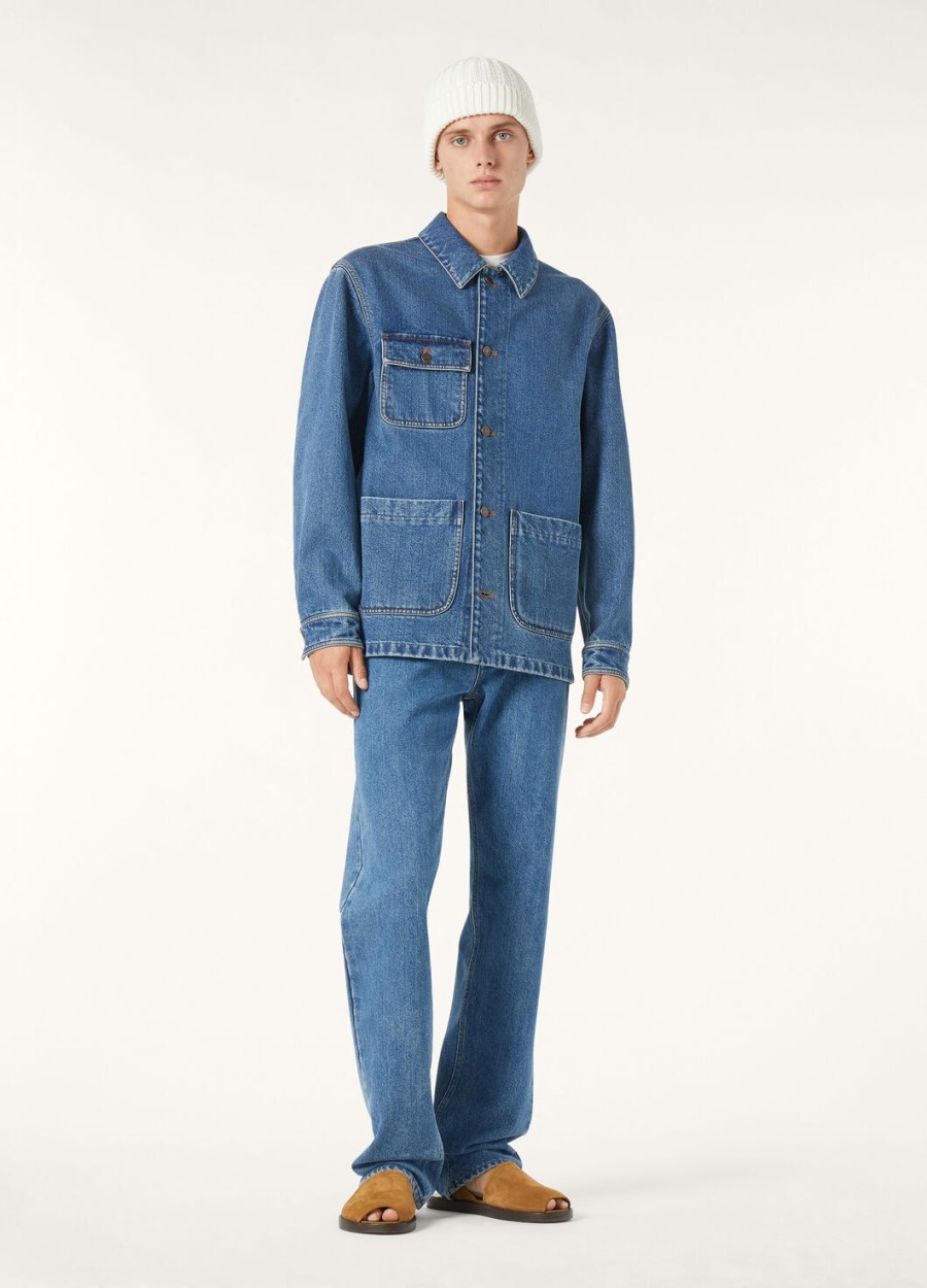 kurtka frem blue stone washed cotton cashmere