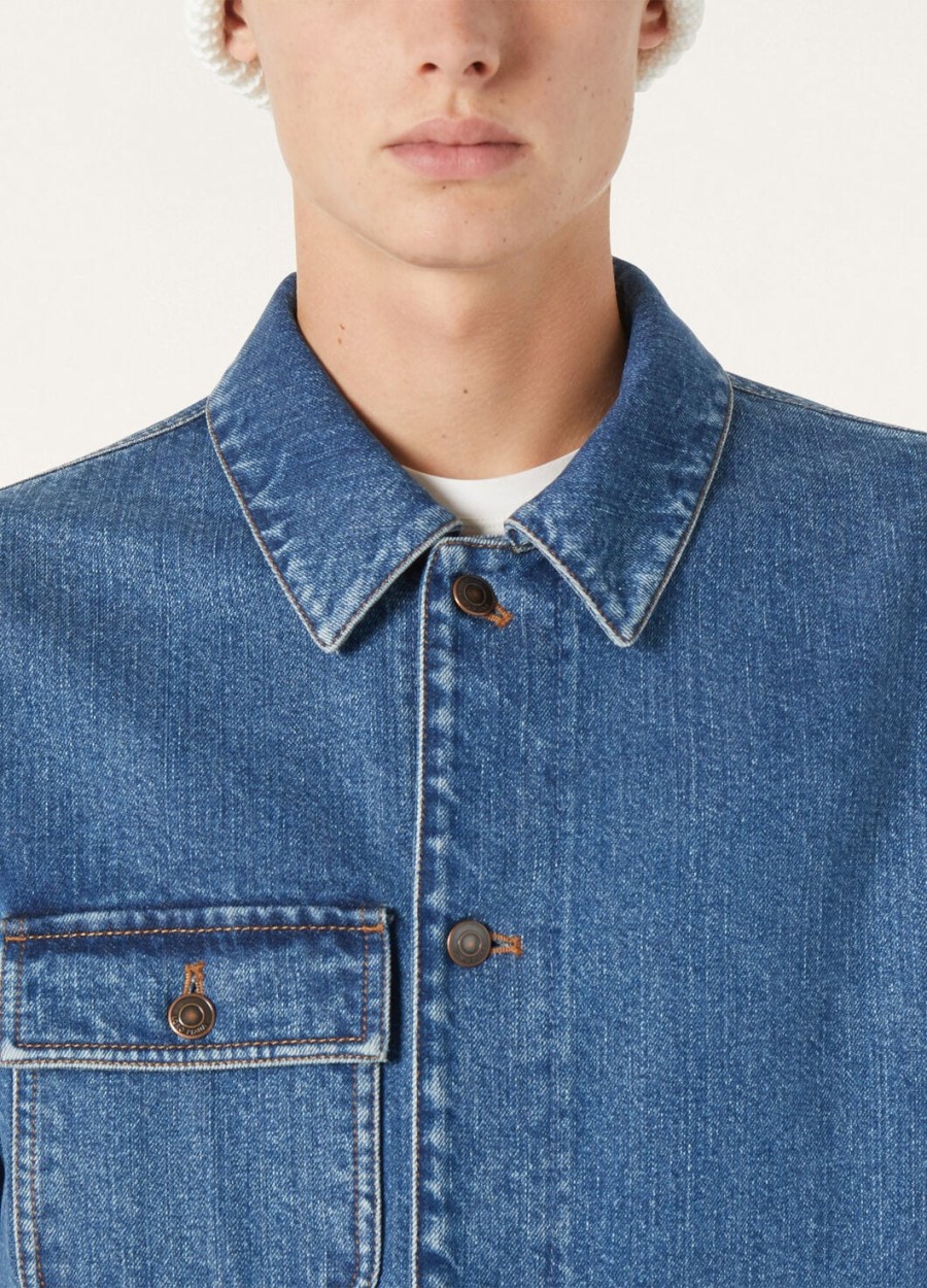kurtka frem blue stone washed cotton cashmere