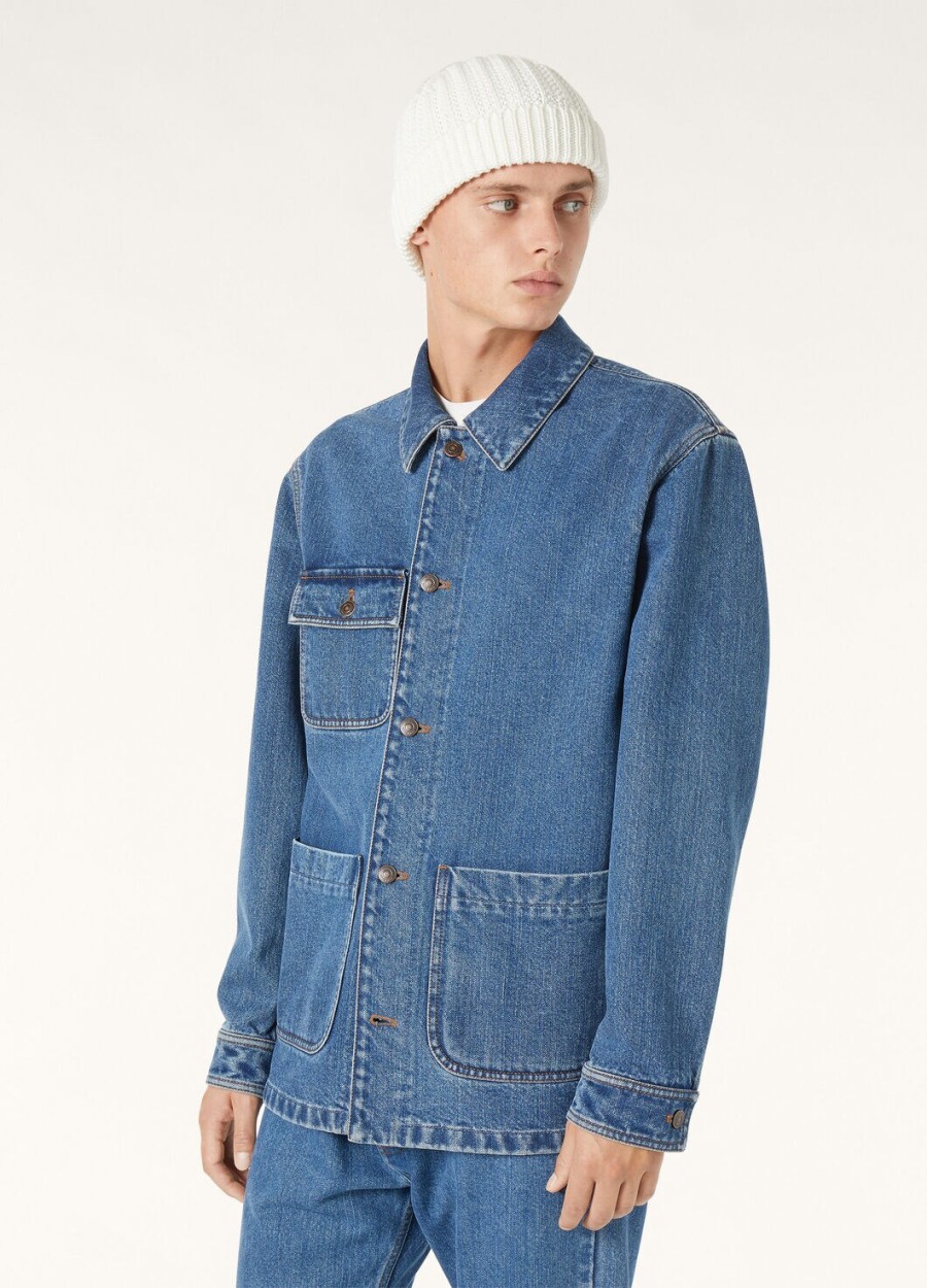 kurtka frem blue stone washed cotton cashmere
