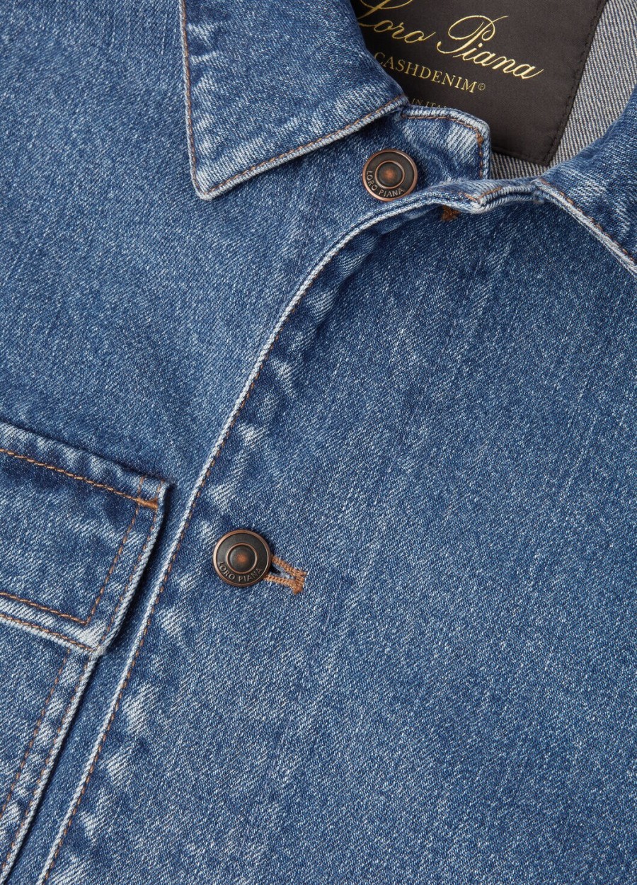 kurtka frem blue stone washed cotton cashmere