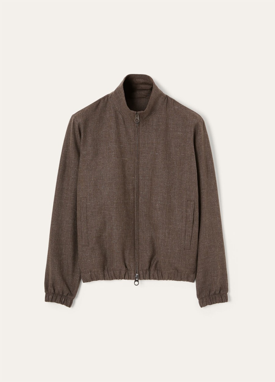 loro piana bomber lniana dziewicza wełna stromboli piaskowa