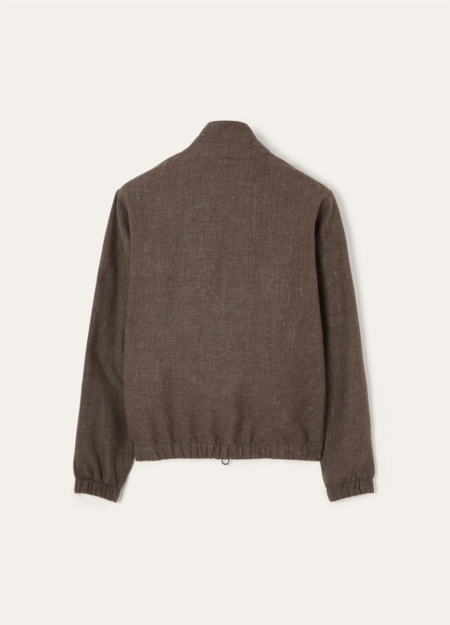 loro piana bomber lniana dziewicza wełna stromboli piaskowa