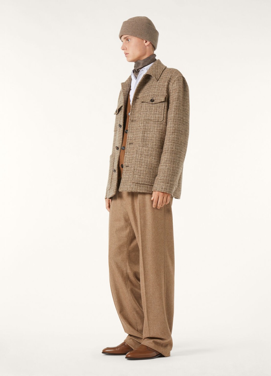 płaszcz devis caban z kaszmiru - rain system brązowy tweed