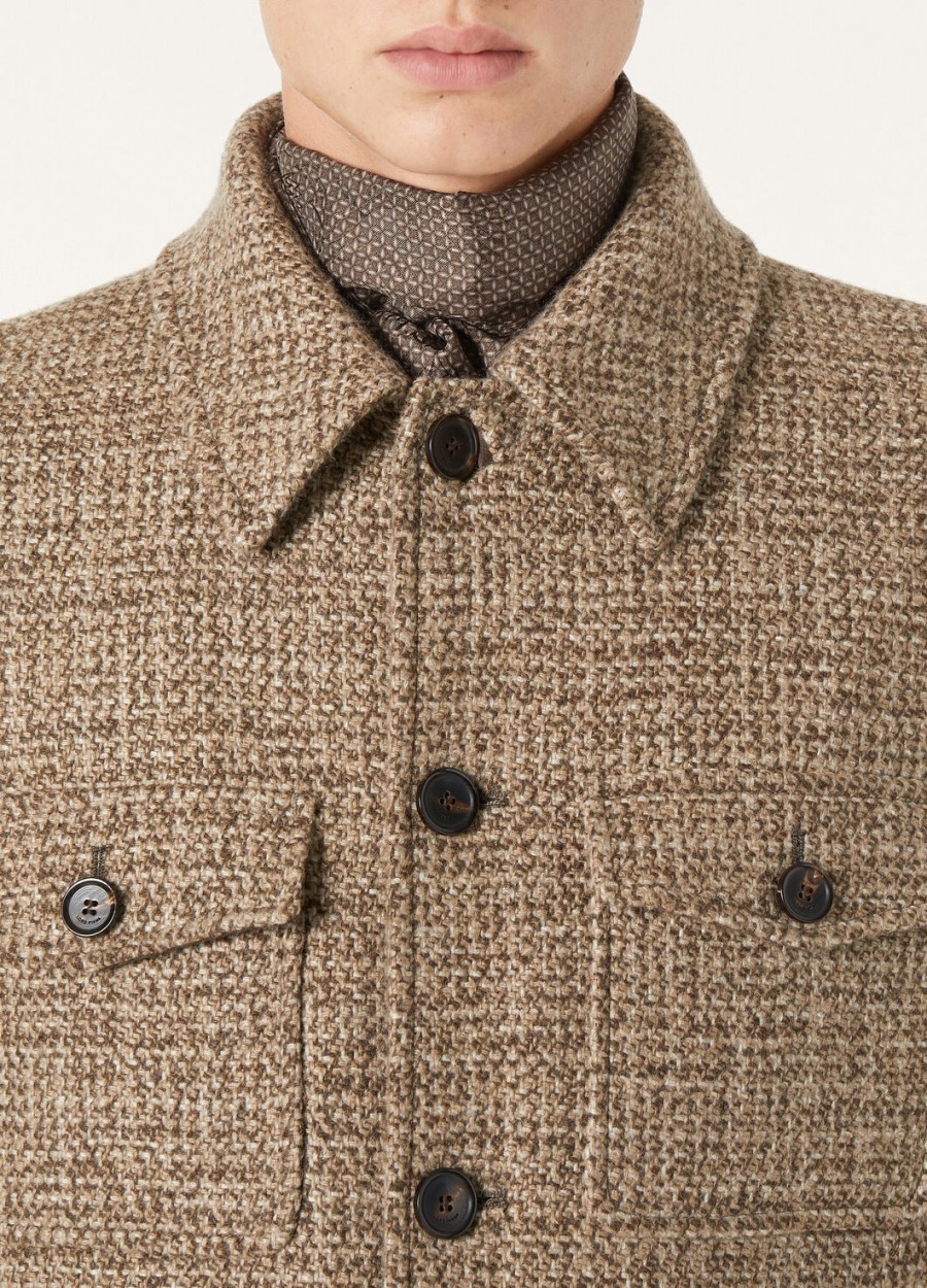 płaszcz devis caban z kaszmiru - rain system brązowy tweed