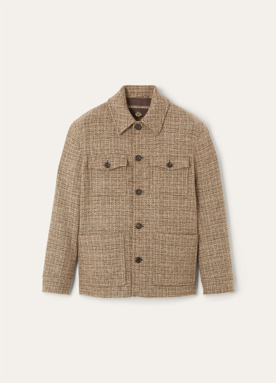 płaszcz devis caban z kaszmiru - rain system brązowy tweed