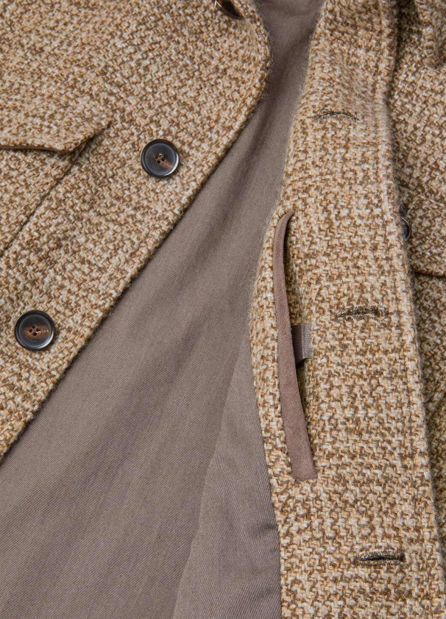 płaszcz devis caban z kaszmiru - rain system brązowy tweed