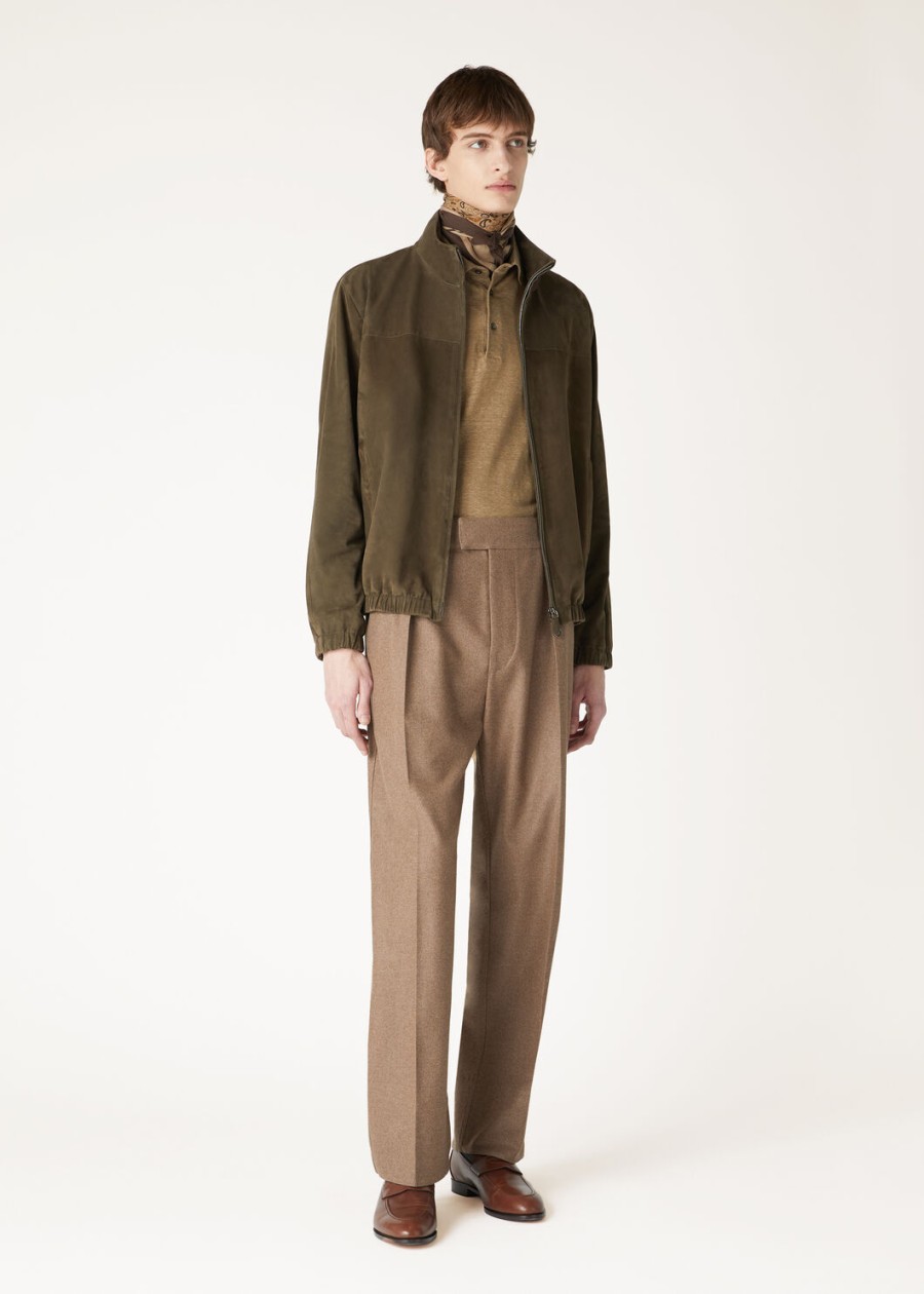 lniana koszulka polo w kolorze dusty khaki