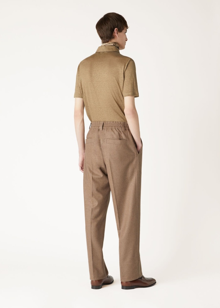 lniana koszulka polo w kolorze dusty khaki