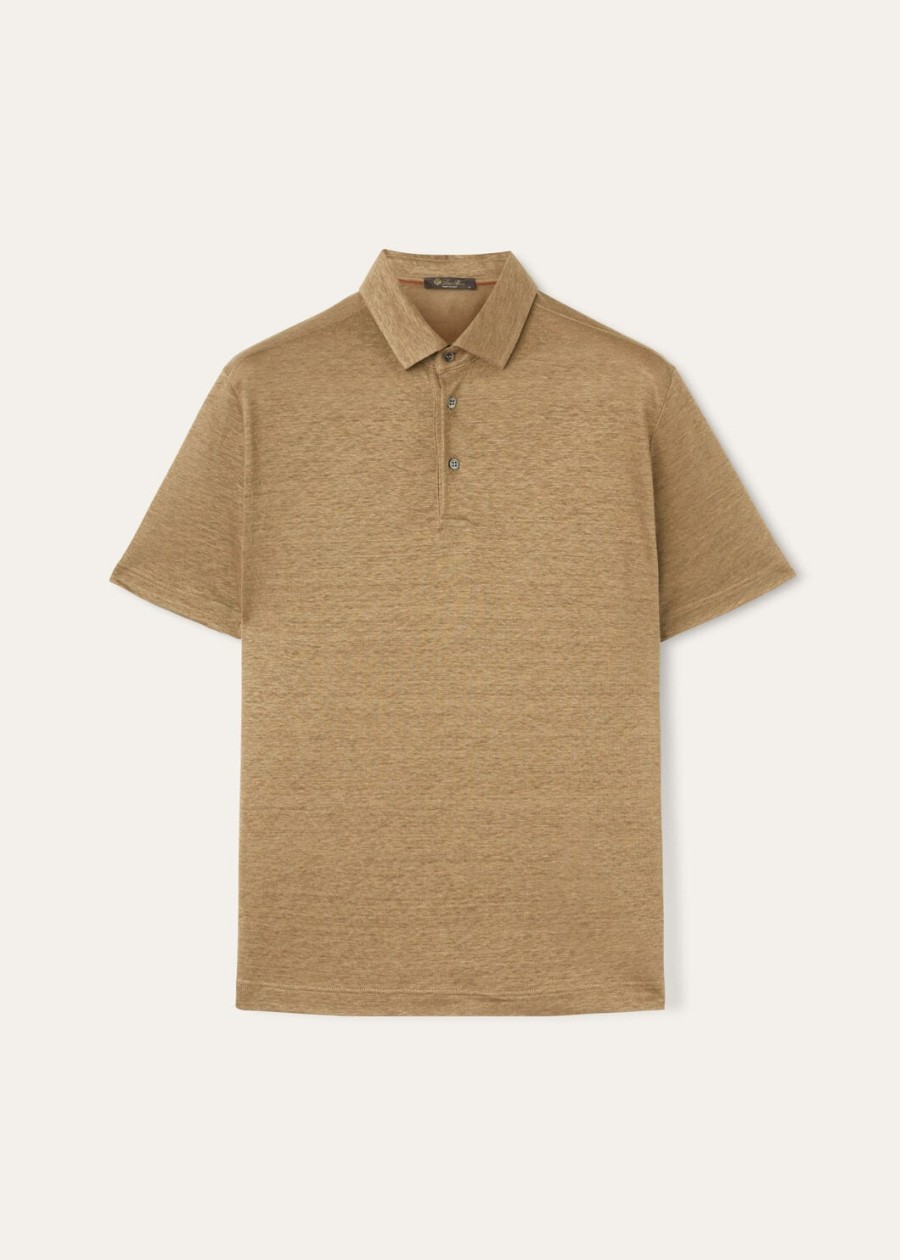 lniana koszulka polo w kolorze dusty khaki