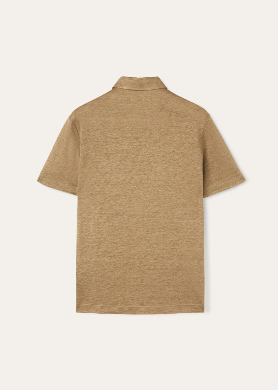 lniana koszulka polo w kolorze dusty khaki