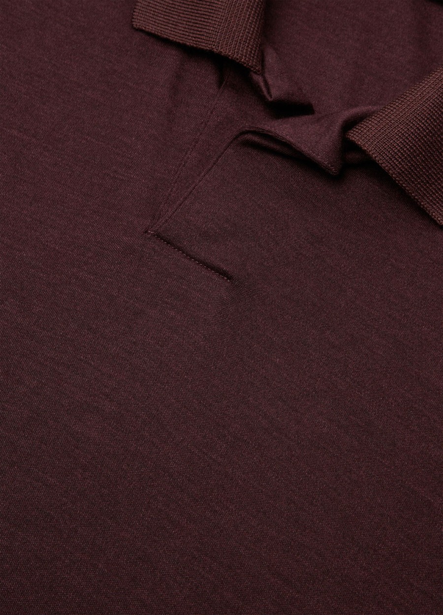 koszulka polo z jedwabiu i kaszmiru w kolorze ciemnego bordo