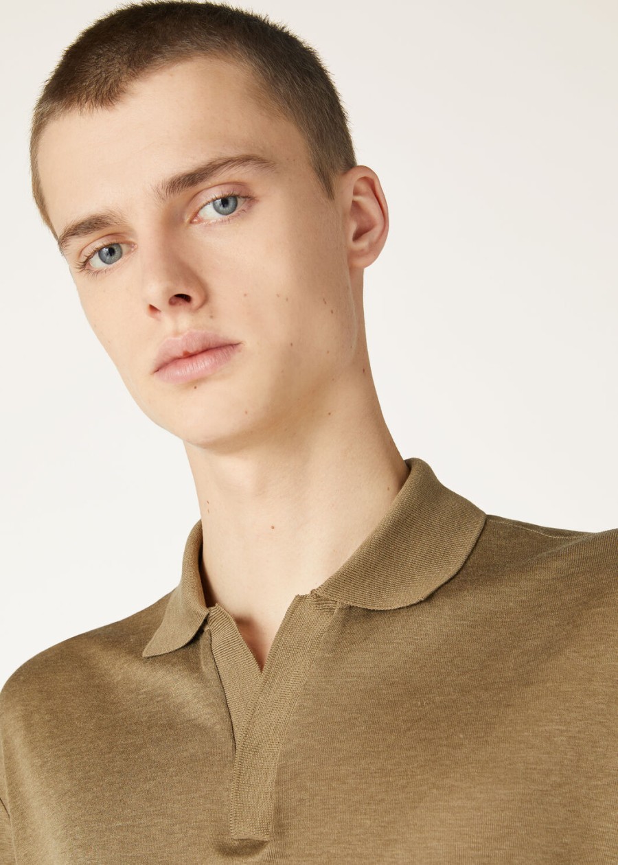 koszulka polo valpiana cotton silk w kolorze dusty khaki