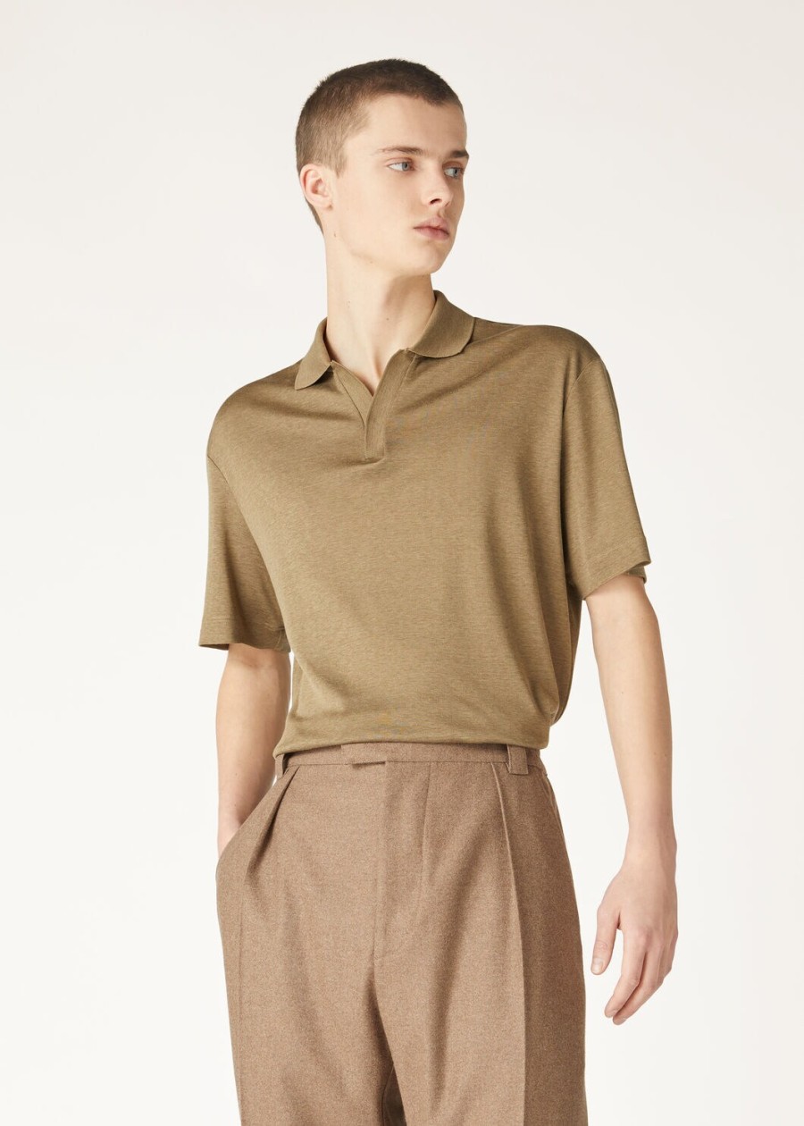 koszulka polo valpiana cotton silk w kolorze dusty khaki