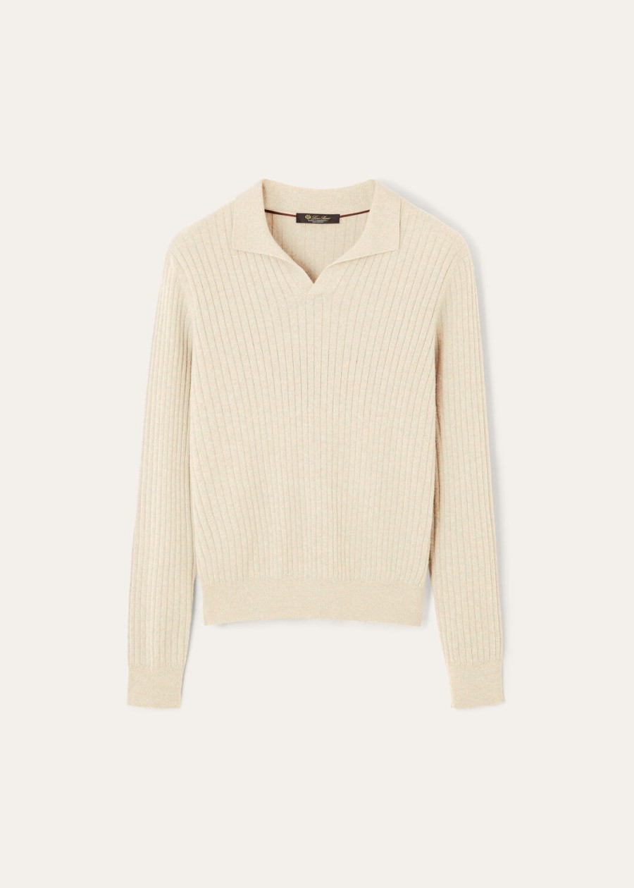 koszulka polo lexington baby cashmere w kolorze kremowym z kaszmirowym melanżem