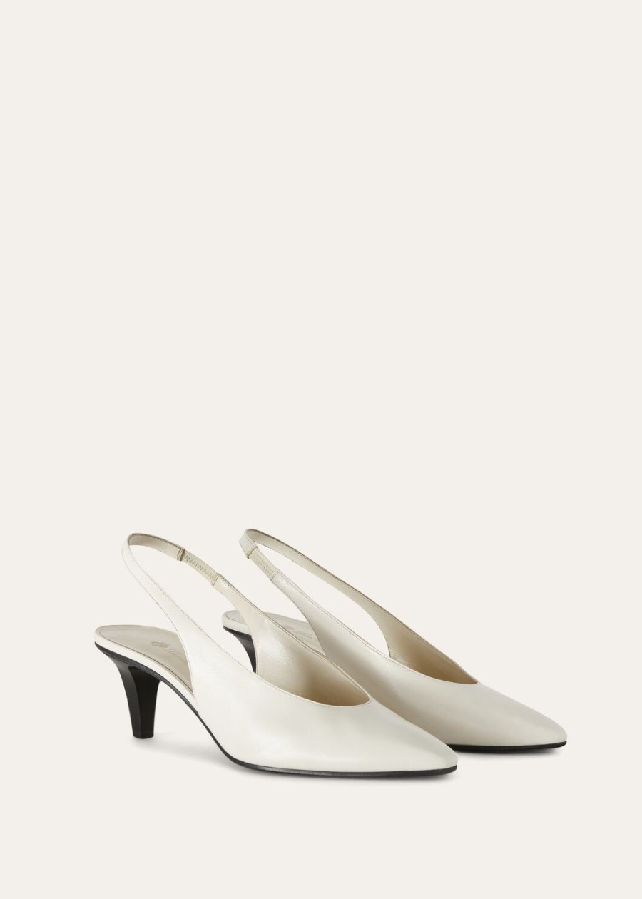 rebecca calfski slingback light milk white