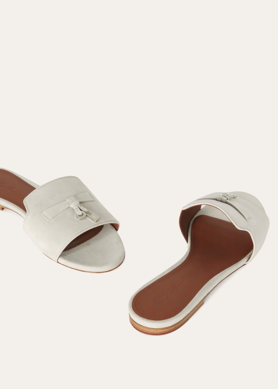 sandały summer charms zamszowe z koziej skóry w kolorze pudrowego perłu