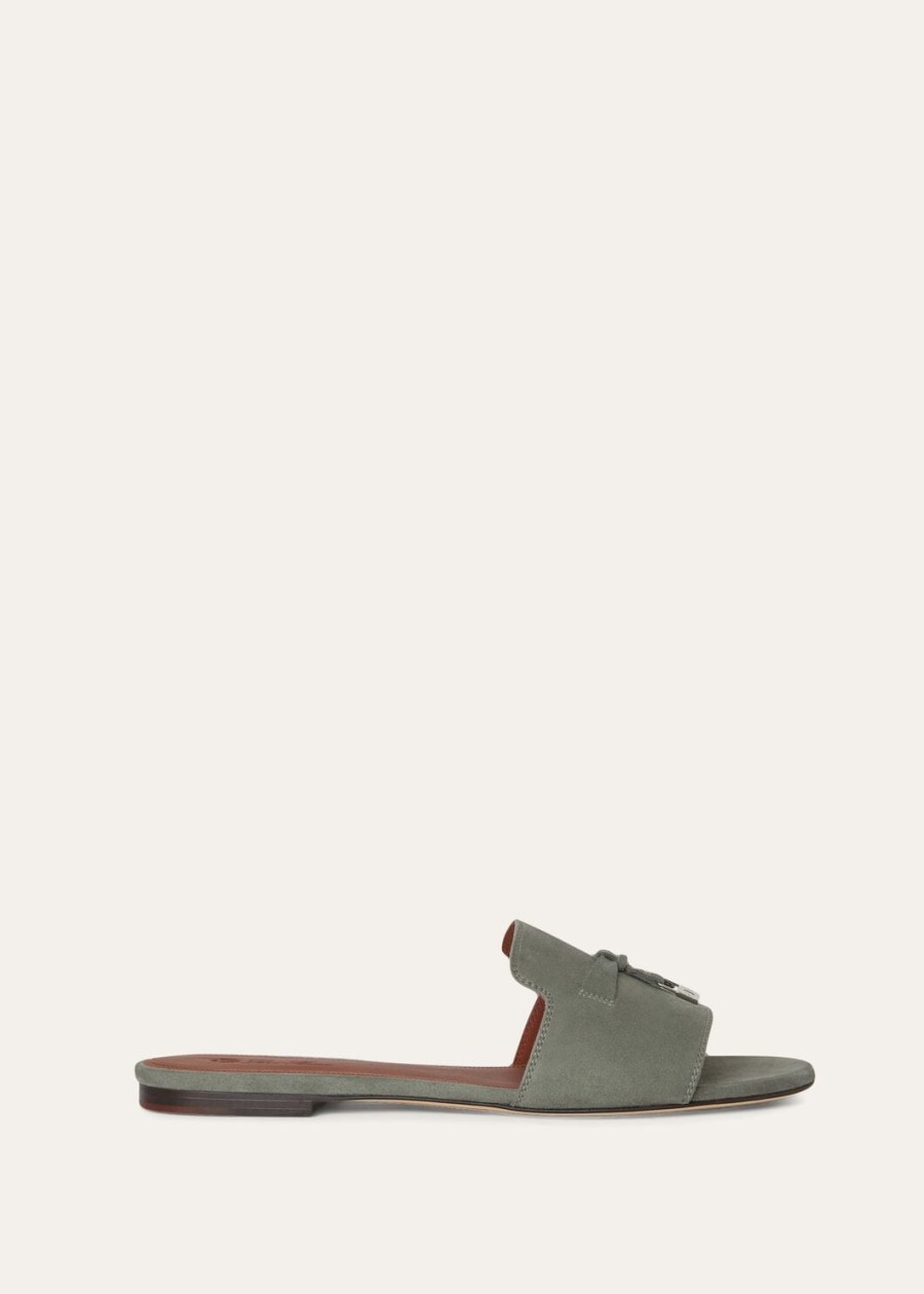 sandały summer charms zamszowe z koziej skóry w kolorze army grey