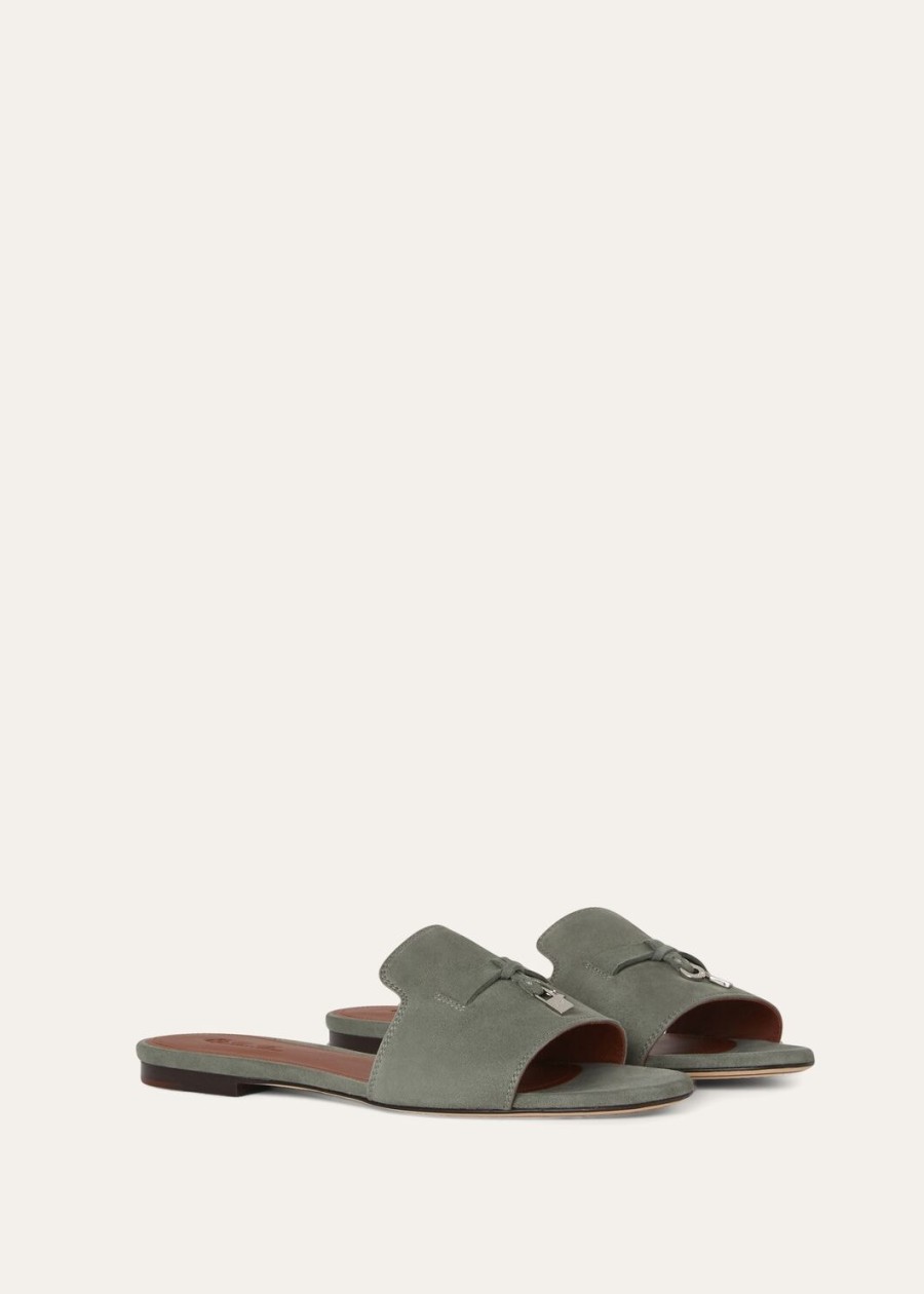 sandały summer charms zamszowe z koziej skóry w kolorze army grey
