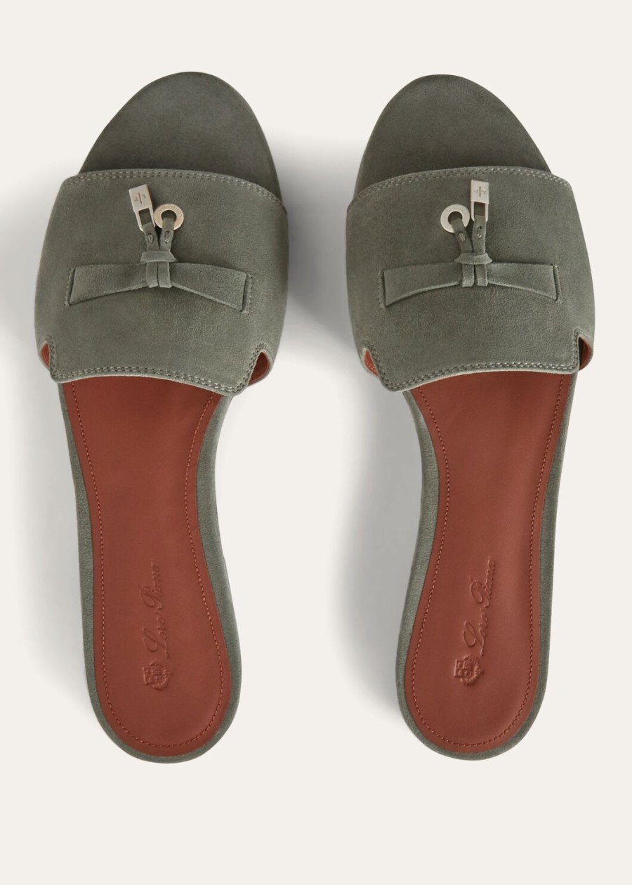 sandały summer charms zamszowe z koziej skóry w kolorze army grey