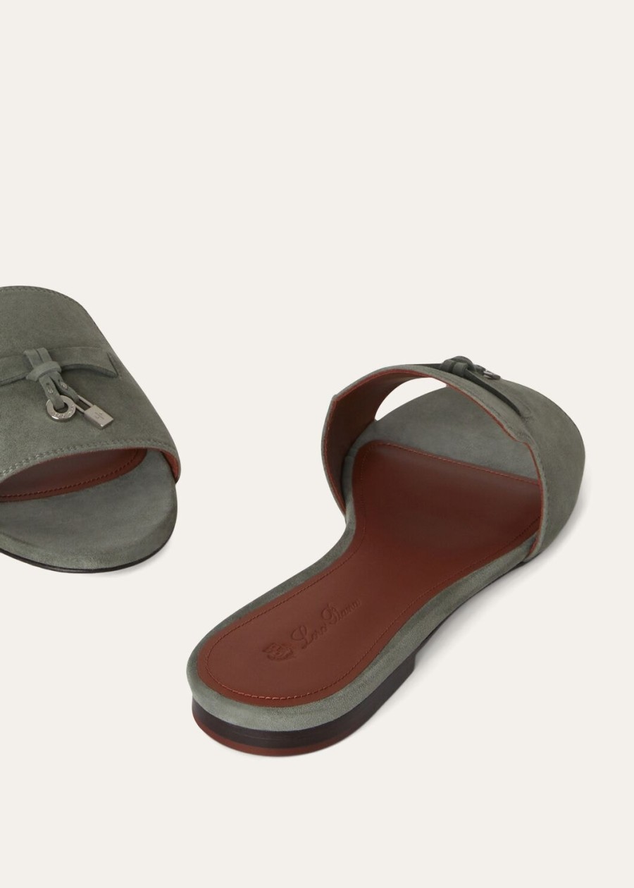 sandały summer charms zamszowe z koziej skóry w kolorze army grey