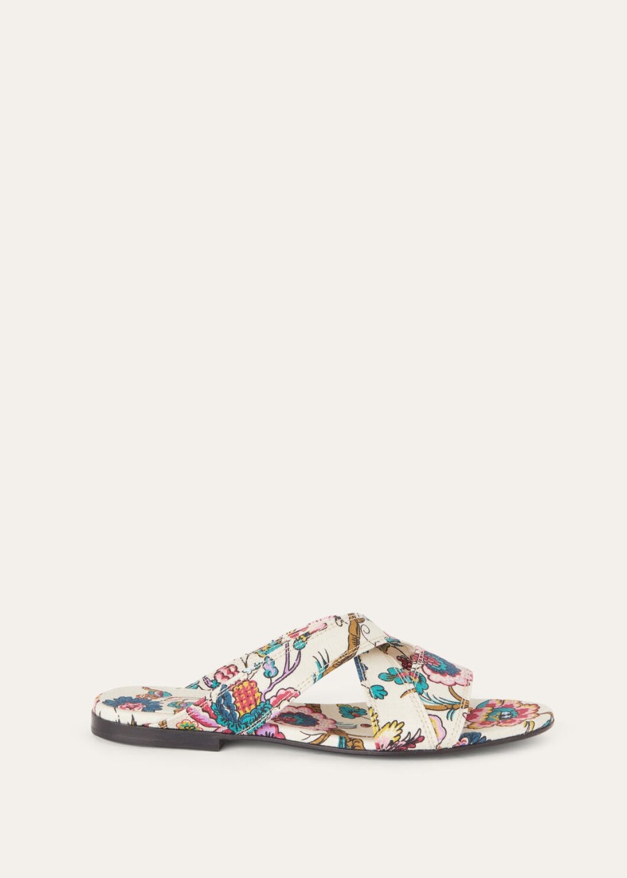 yuki flat mule linen sandałowiecimpresjonistyczny różkrem miodowy