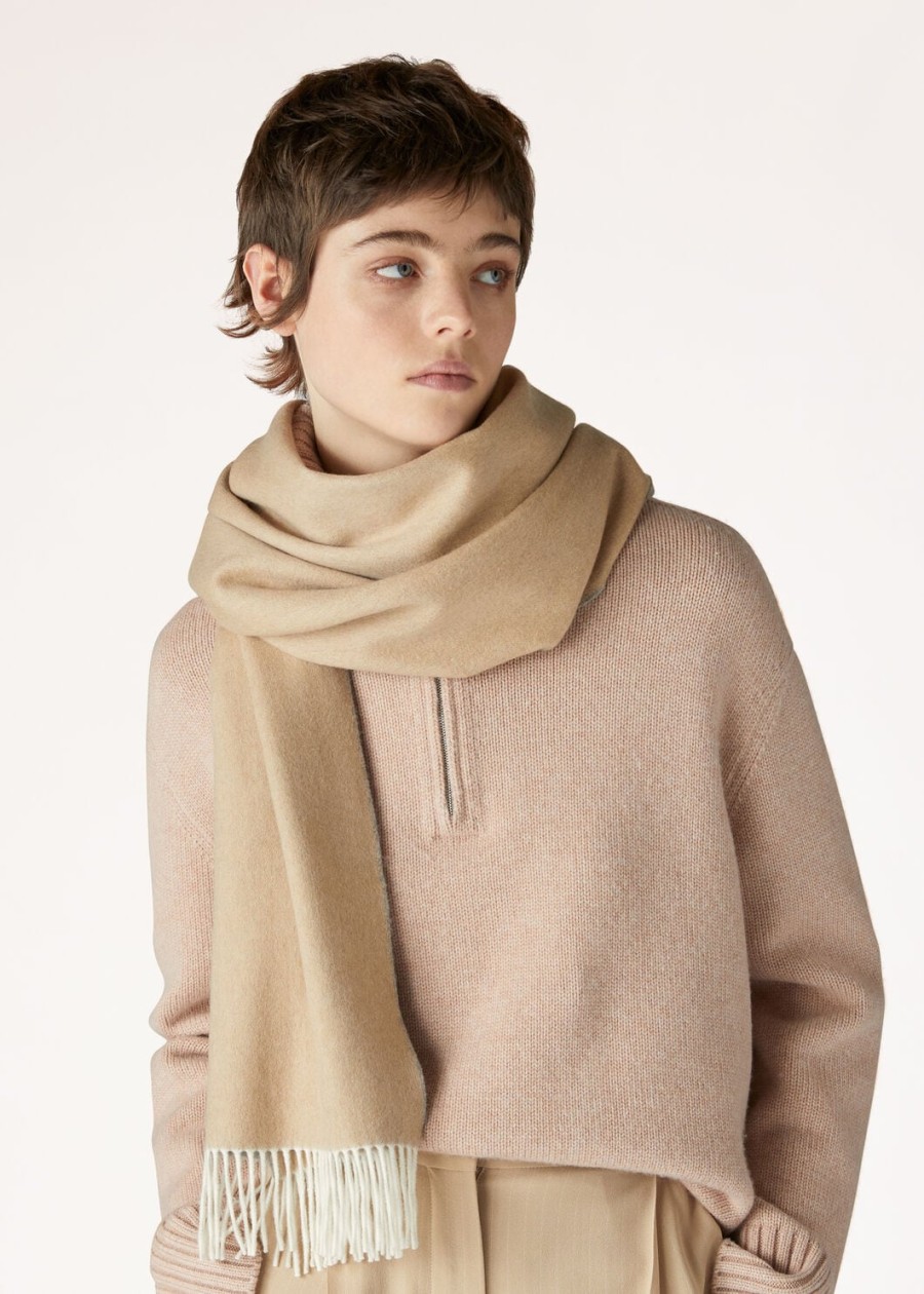 dwukolorowy szalik baby cashmere camelflanela melange