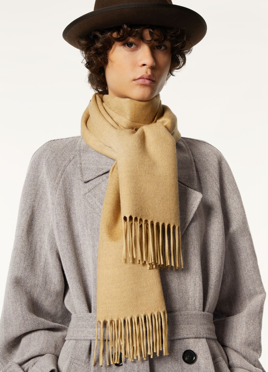 dwukolorowy szalik baby cashmere prairie sand melangebreen camel melange