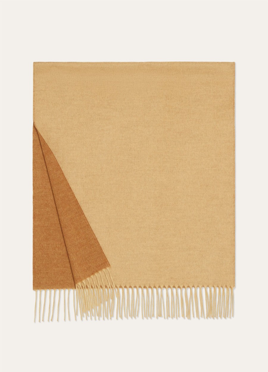 dwukolorowy szalik baby cashmere prairie sand melangebreen camel melange