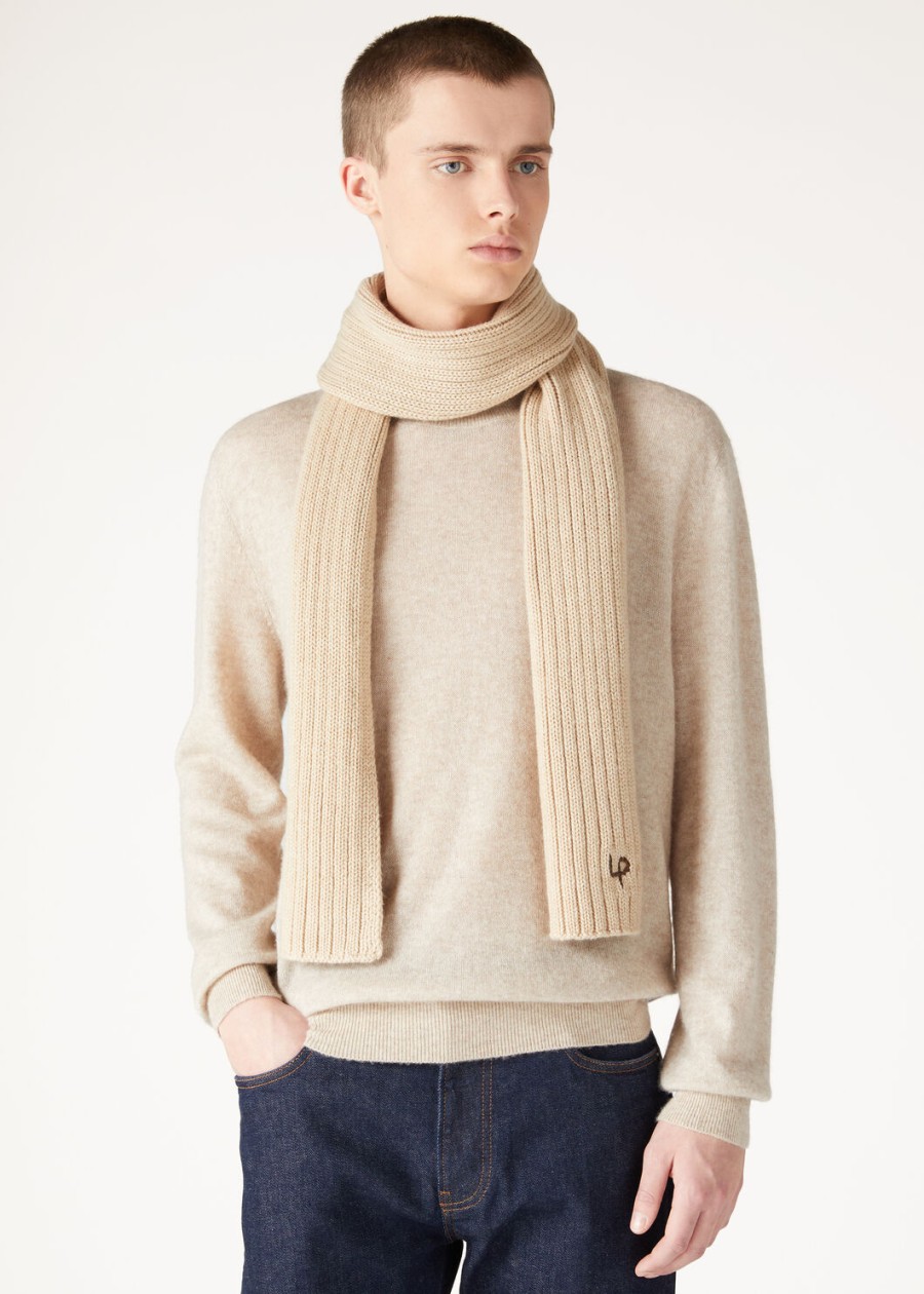 szalik lp rib stitch w kolorze kaszmirowym i melanżu biszkoptowego