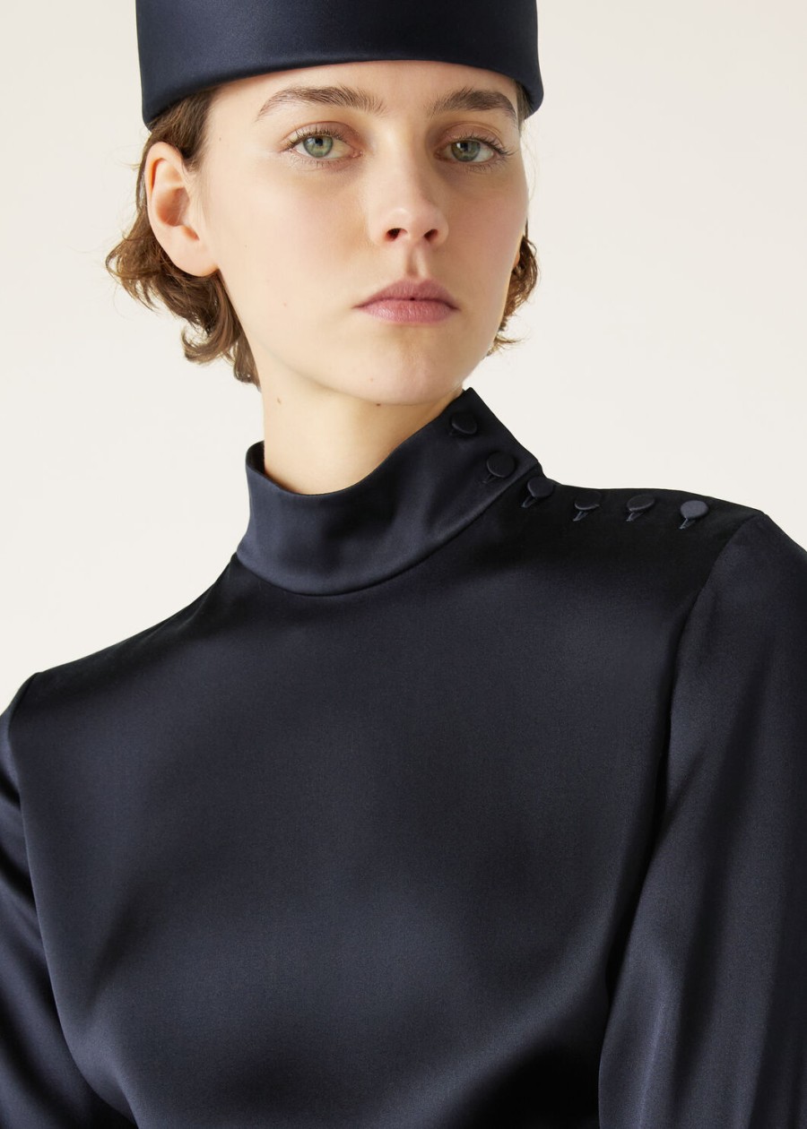 koszula carys silk navy blue