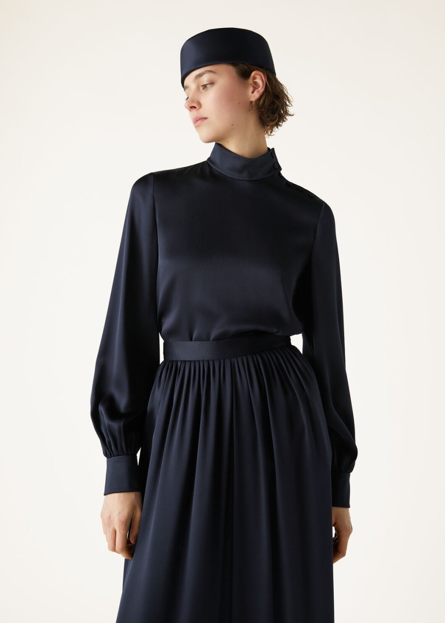 koszula carys silk navy blue