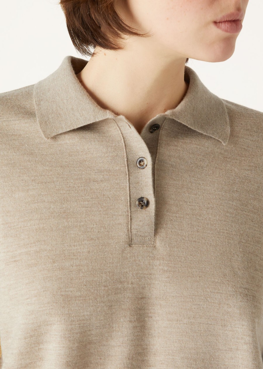 bluza polo z kaszmiru z nadrukiem cocooning demy brown nat