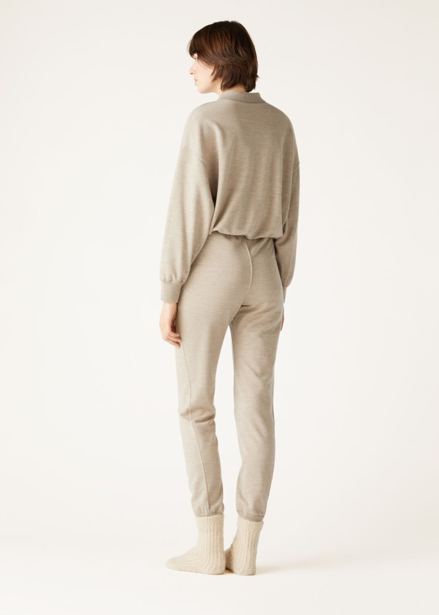 bluza polo z kaszmiru z nadrukiem cocooning demy brown nat