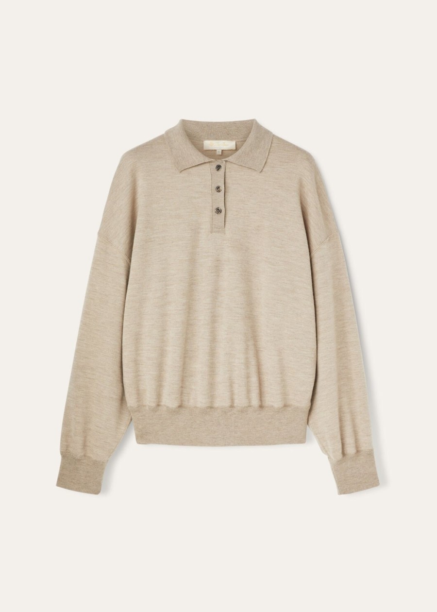 bluza polo z kaszmiru z nadrukiem cocooning demy brown nat