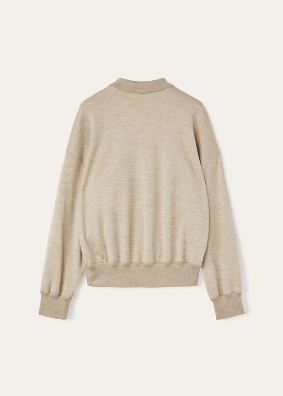 bluza polo z kaszmiru z nadrukiem cocooning demy brown nat