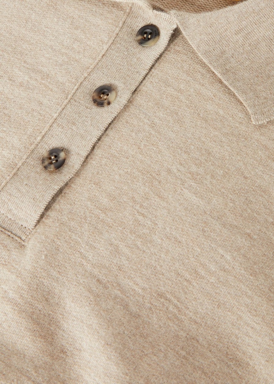 bluza polo z kaszmiru z nadrukiem cocooning demy brown nat