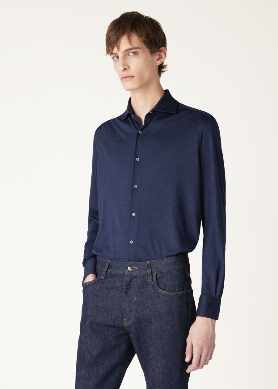 koszula andrew silk cashmere ombre blue