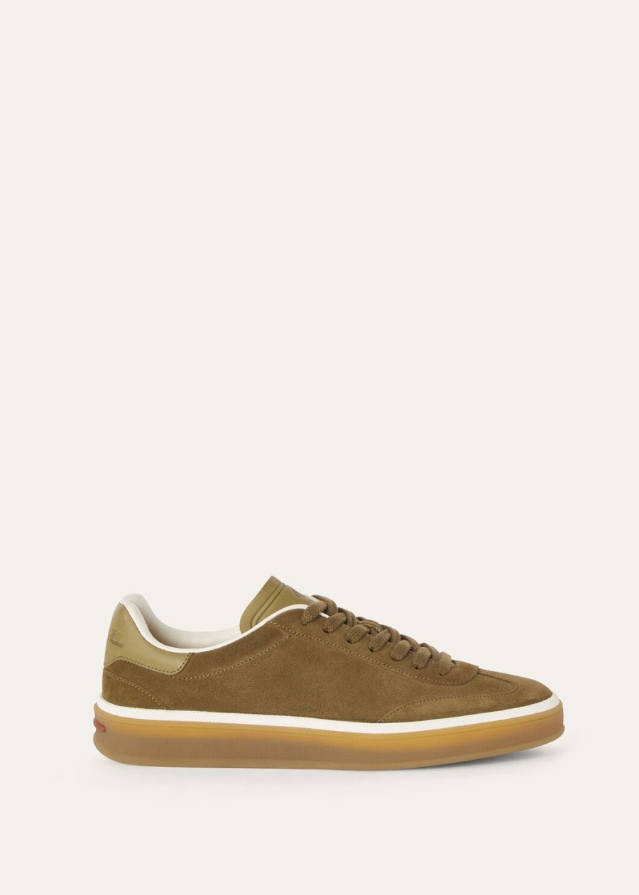 buty tenisowe tennis walk z zamszu ze skóry cielęcej z rozcięciem tundra green
