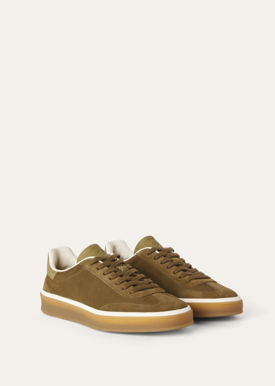 buty tenisowe tennis walk z zamszu ze skóry cielęcej z rozcięciem tundra green