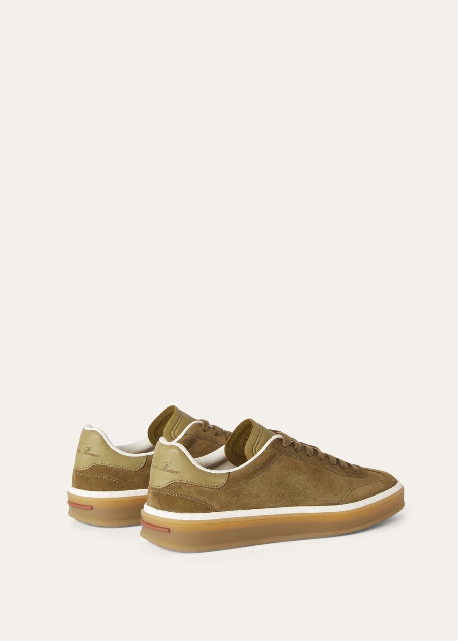 buty tenisowe tennis walk z zamszu ze skóry cielęcej z rozcięciem tundra green