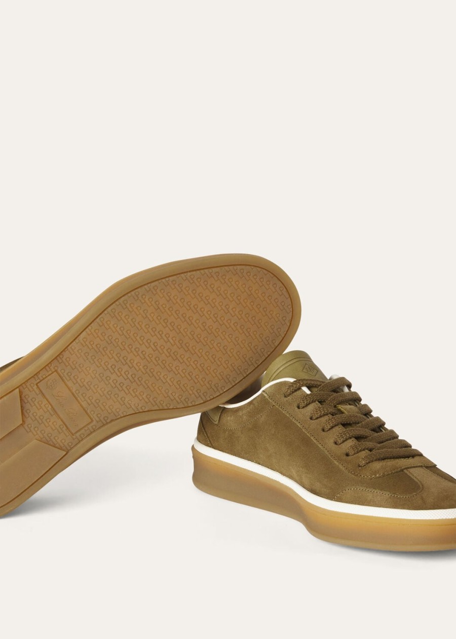 buty tenisowe tennis walk z zamszu ze skóry cielęcej z rozcięciem tundra green
